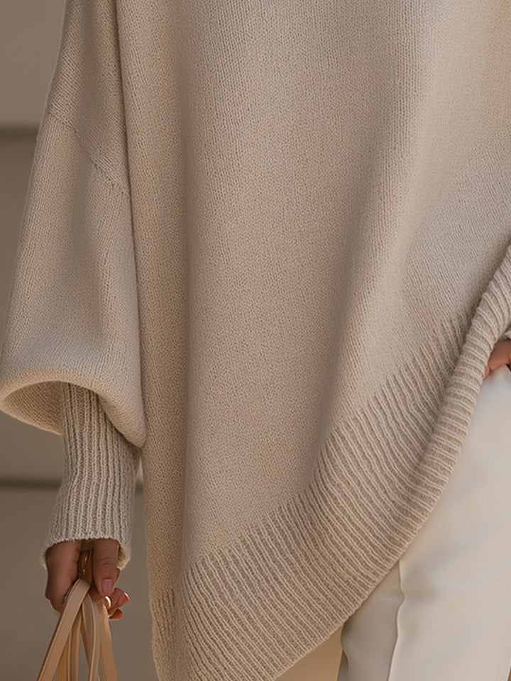 Women's Relaxed Oversized Jumper with Ribbed Knit Cuffs