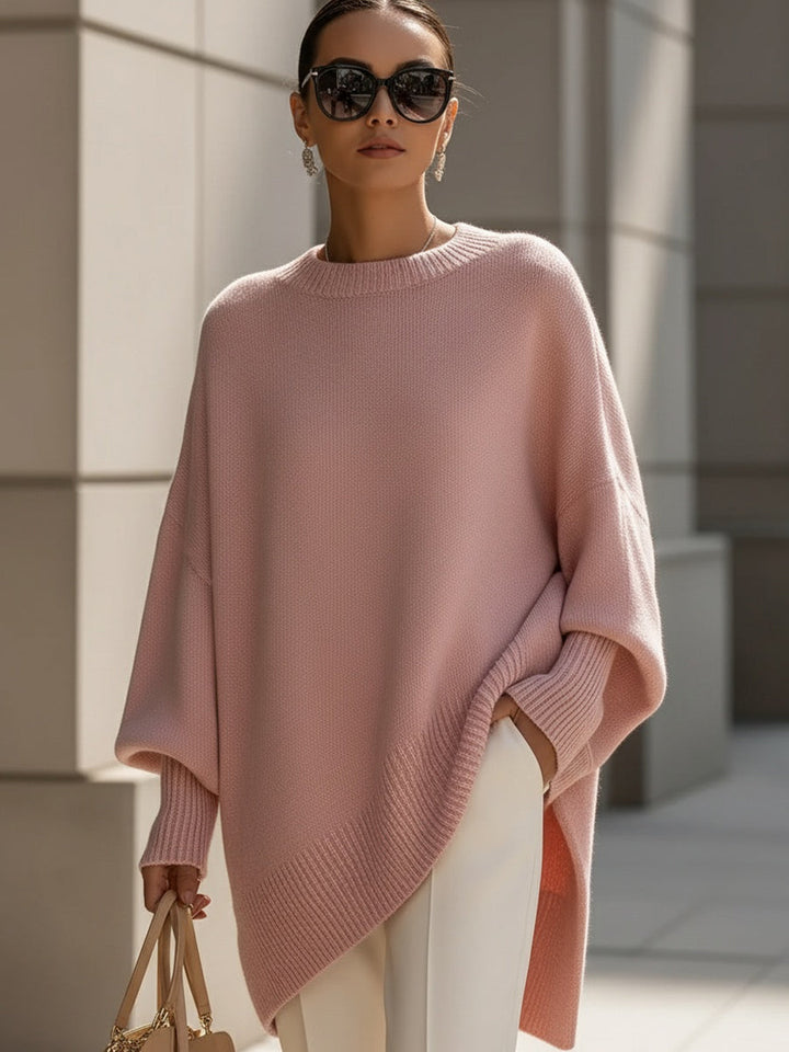 Women's Relaxed Oversized Jumper with Ribbed Knit Cuffs