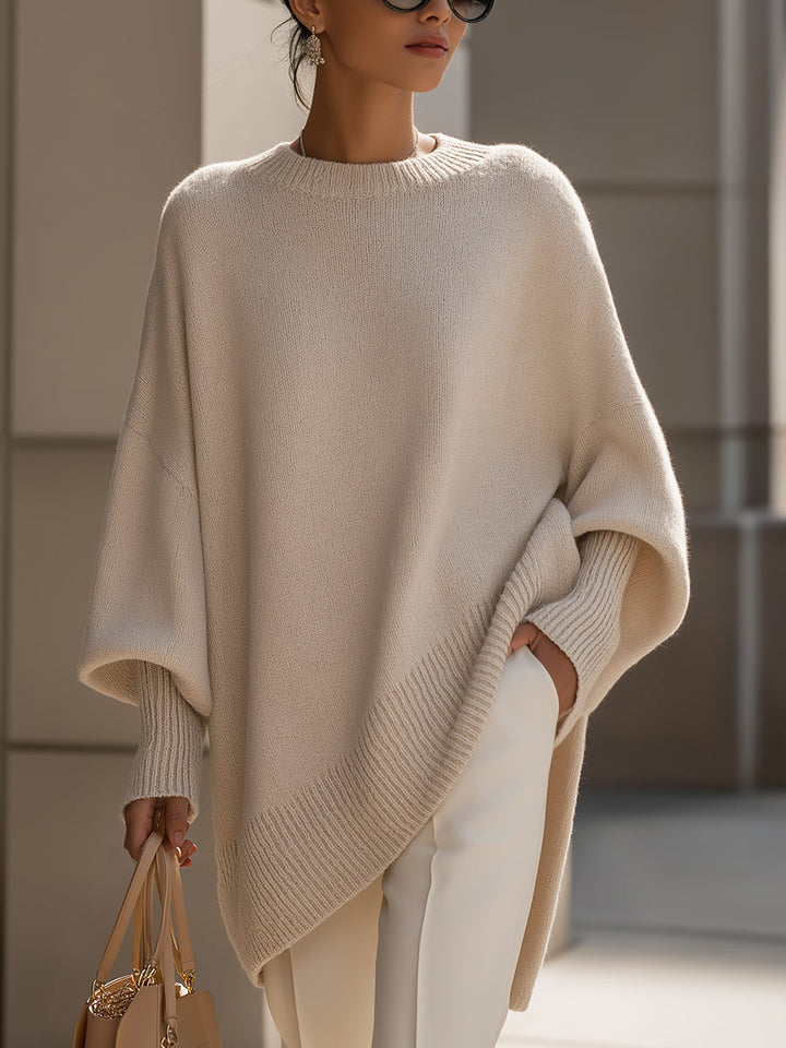 Women's Relaxed Oversized Jumper with Ribbed Knit Cuffs