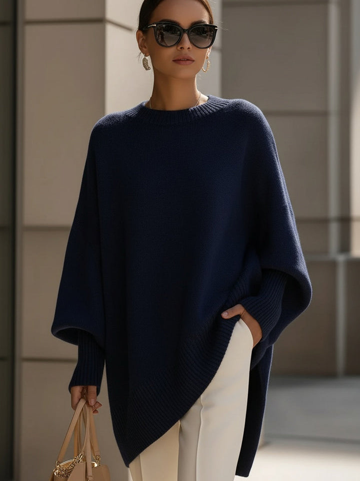 Women's Relaxed Oversized Jumper with Ribbed Knit Cuffs