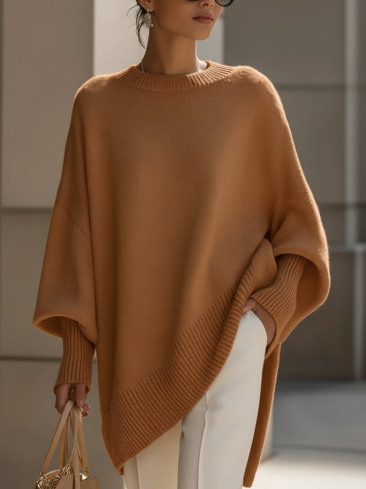 Women's Relaxed Oversized Jumper with Ribbed Knit Cuffs