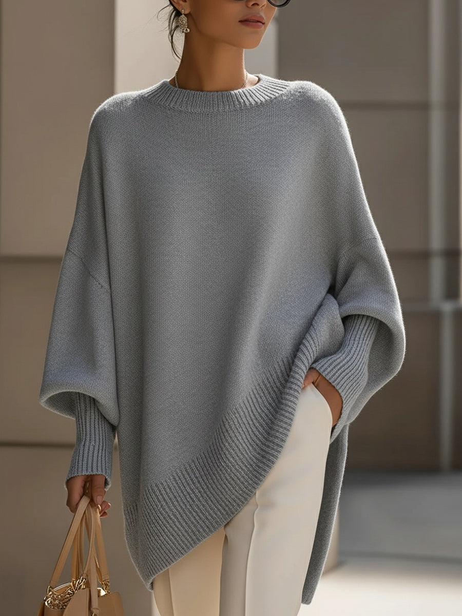 Women's Relaxed Oversized Jumper with Ribbed Knit Cuffs