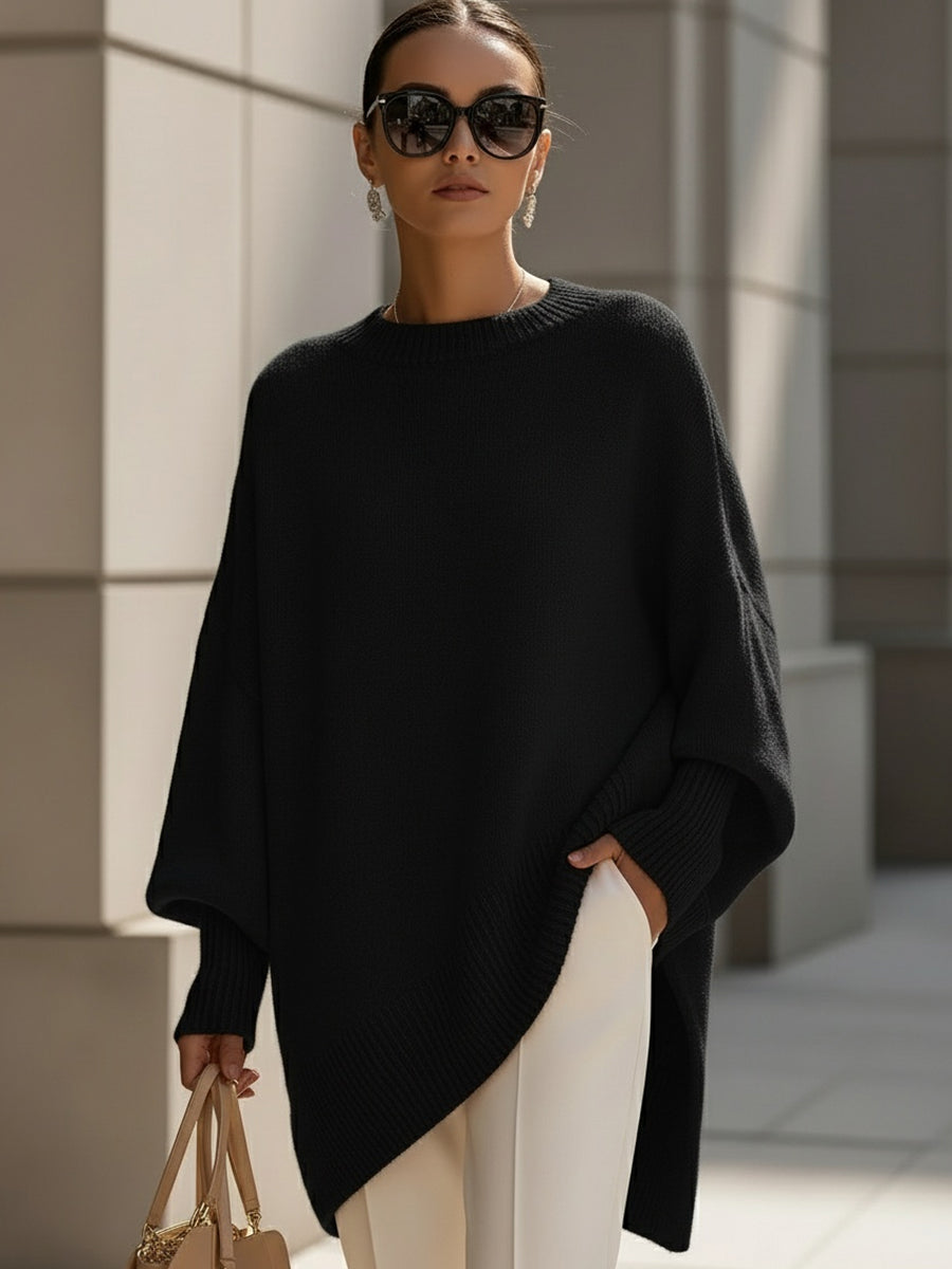Women's Relaxed Oversized Jumper with Ribbed Knit Cuffs