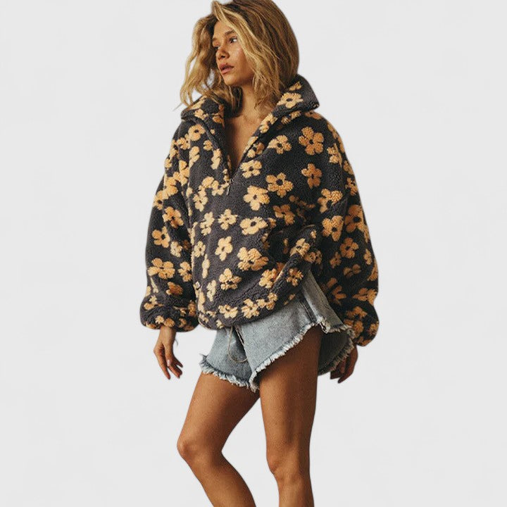 Women's Chic Oversized Chunky Knit Half Zip Jumper