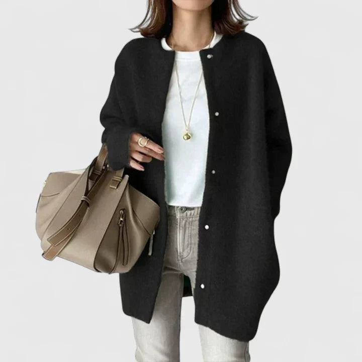 Women's Relaxed Longline Cardigan with Button Up
