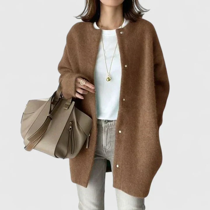 Women's Relaxed Longline Cardigan with Button Up