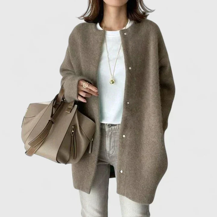 Women's Relaxed Longline Cardigan with Button Up