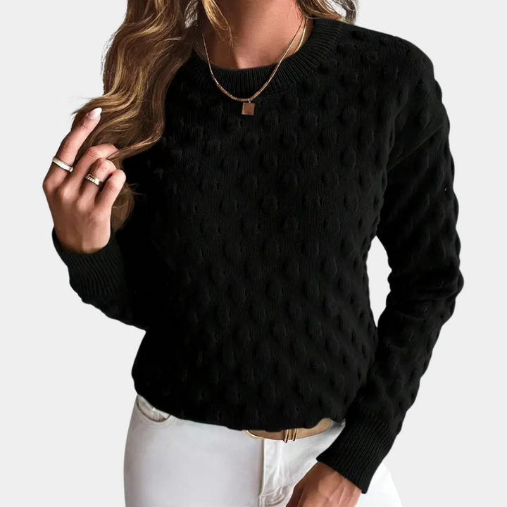 Women's Elegant Cashmere Cable Knit Jumper with Ribbed Knit Trims
