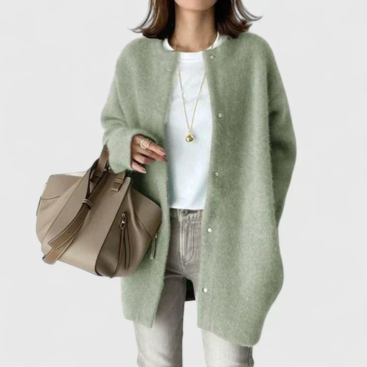 Women's Relaxed Longline Cardigan with Button Up