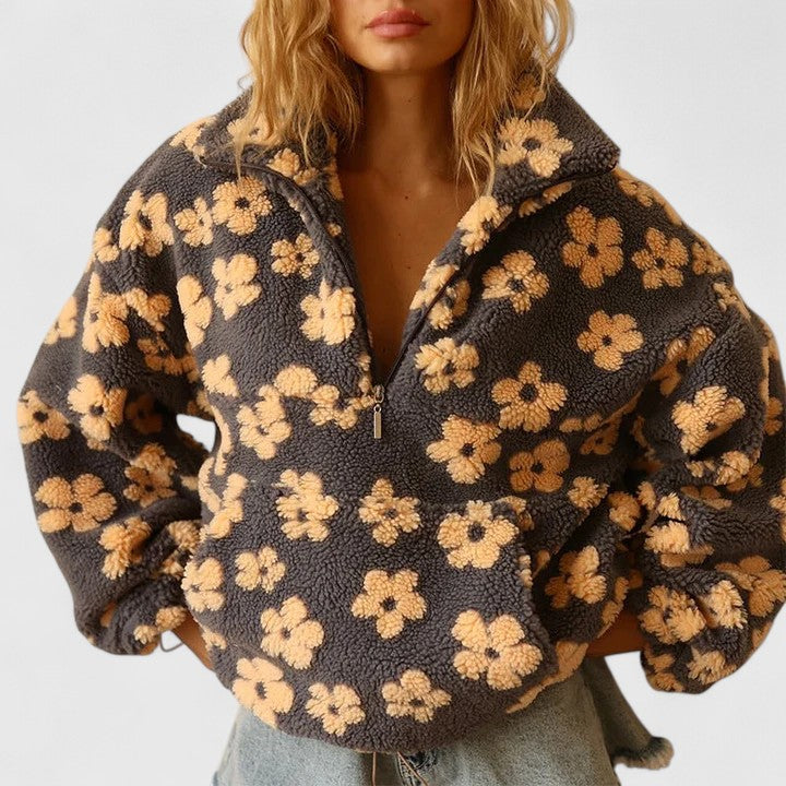 Women's Chic Oversized Chunky Knit Half Zip Jumper
