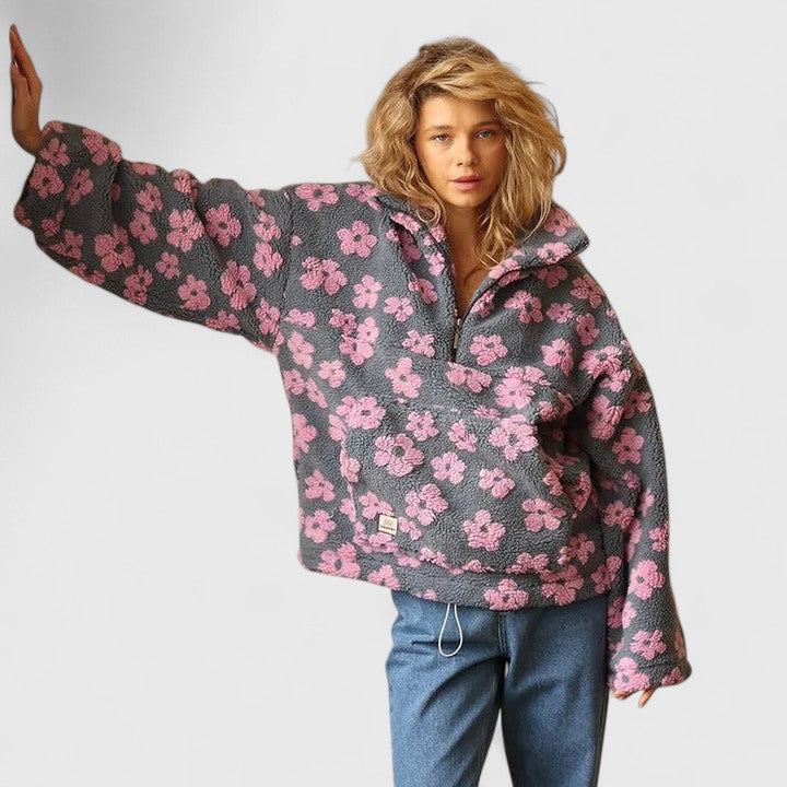 Women's Chic Oversized Chunky Knit Half Zip Jumper