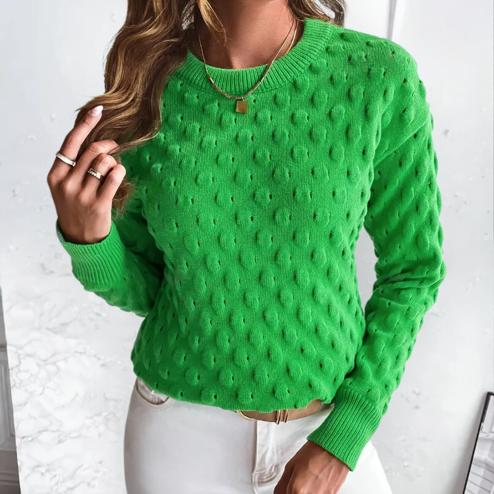 Women's Elegant Cashmere Cable Knit Jumper with Ribbed Knit Trims