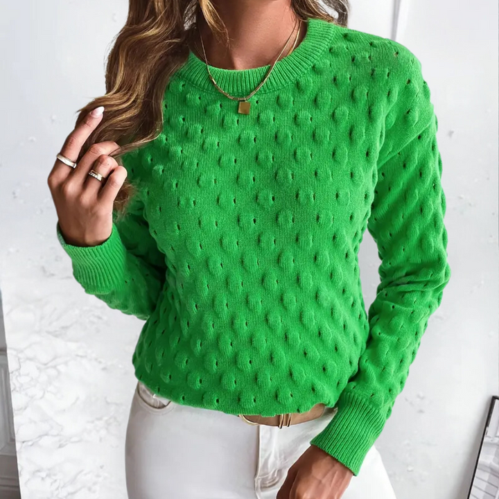 Women's Elegant Cashmere Cable Knit Jumper with Ribbed Knit Trims