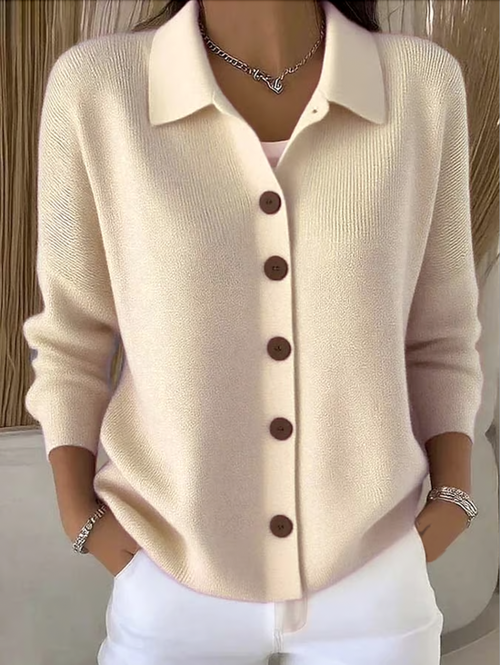 Women's Relaxed Collared Cardigan with Button Up