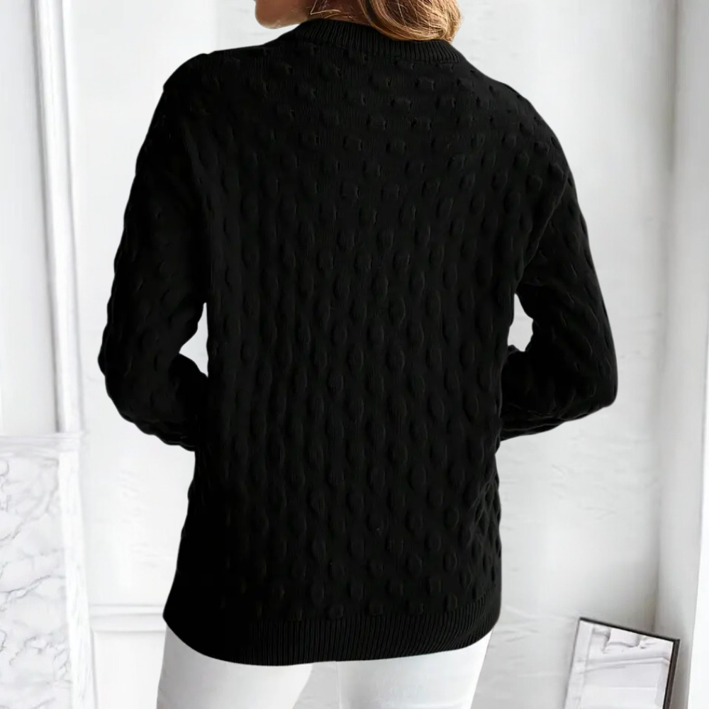 Women's Elegant Cashmere Cable Knit Jumper with Ribbed Knit Trims