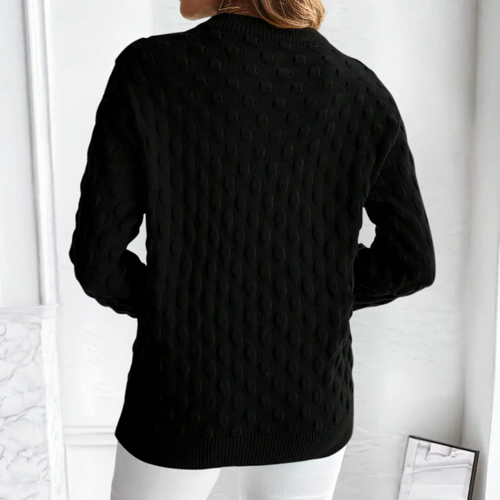 Women's Elegant Cashmere Cable Knit Jumper with Ribbed Knit Trims