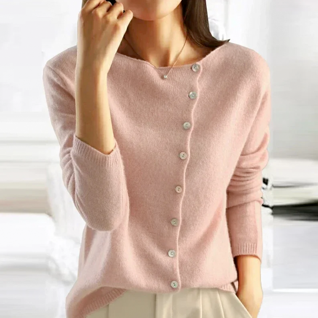 Women's Relaxed Button Up Cardigan with V Neck