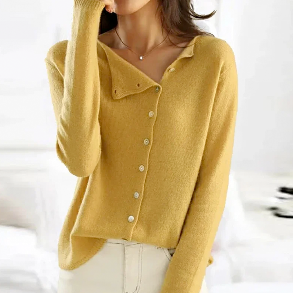 Women's Relaxed Button Up Cardigan with V Neck