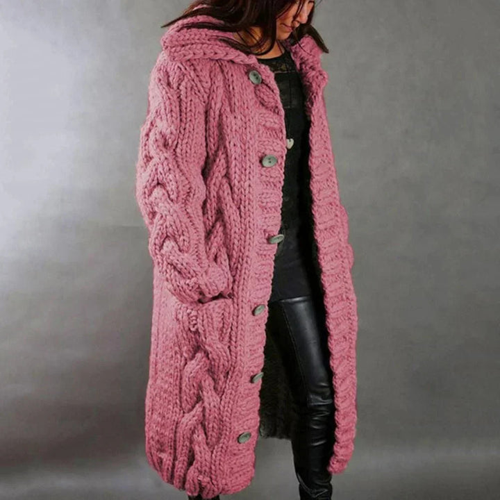 Women's Cosy Chunky Cable Knit Cardigan with Hood