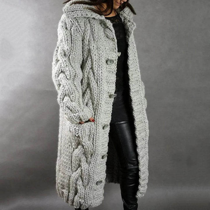 Women's Cosy Chunky Cable Knit Cardigan with Hood
