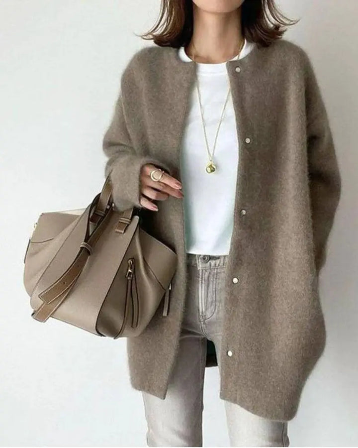 Women's Lightweight Longline Wool Cardigan with Button Up
