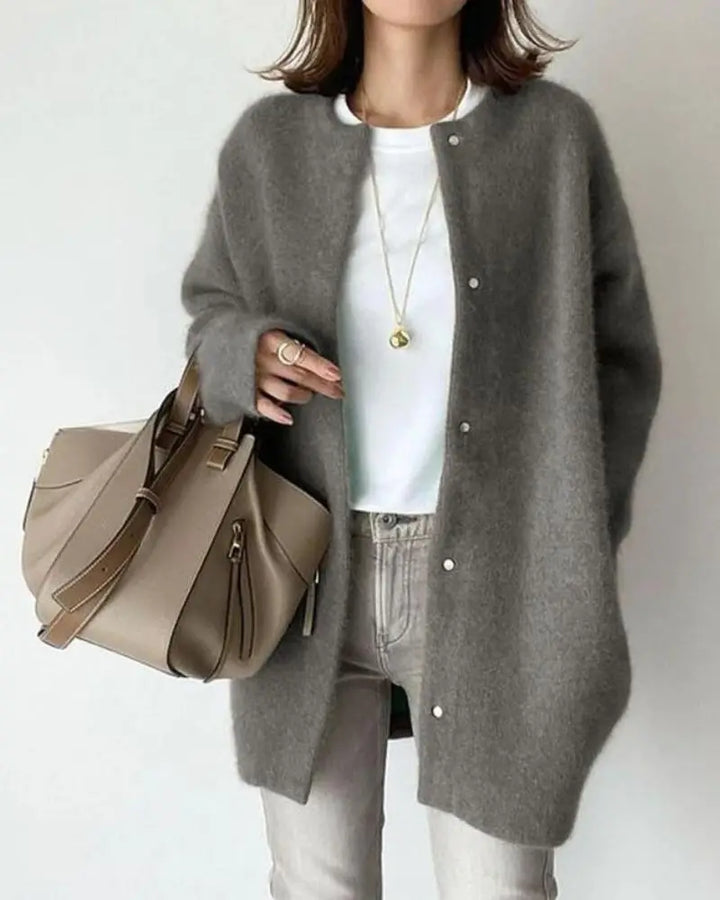 Women's Lightweight Longline Wool Cardigan with Button Up