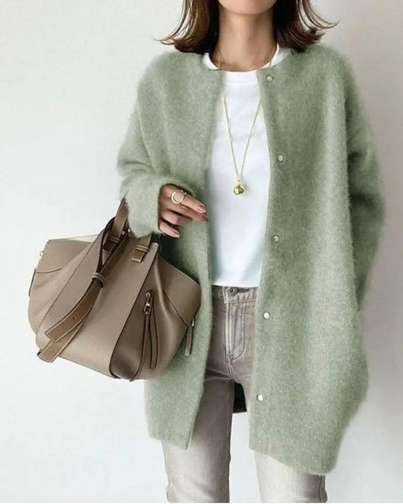Women's Lightweight Longline Wool Cardigan with Button Up