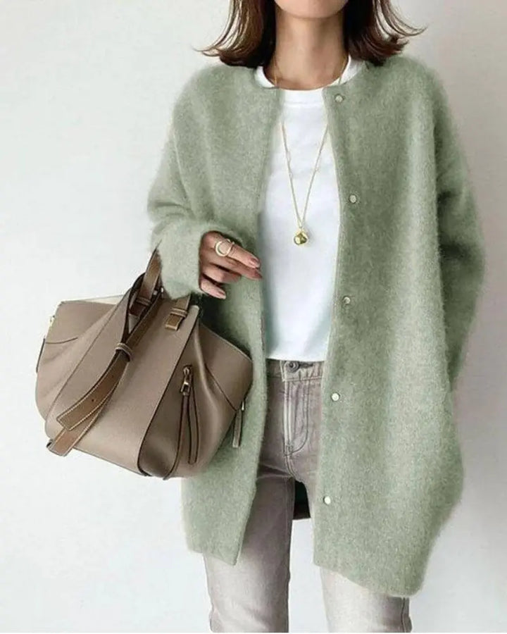 Women's Lightweight Longline Wool Cardigan with Button Up