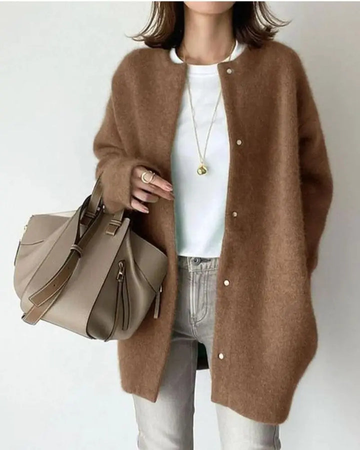 Women's Lightweight Longline Wool Cardigan with Button Up