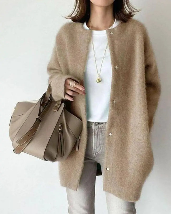 Women's Lightweight Longline Wool Cardigan with Button Up