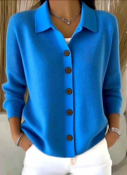 Women's Relaxed Collared Cardigan with Button Up