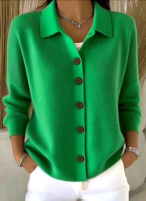 Women's Relaxed Collared Cardigan with Button Up