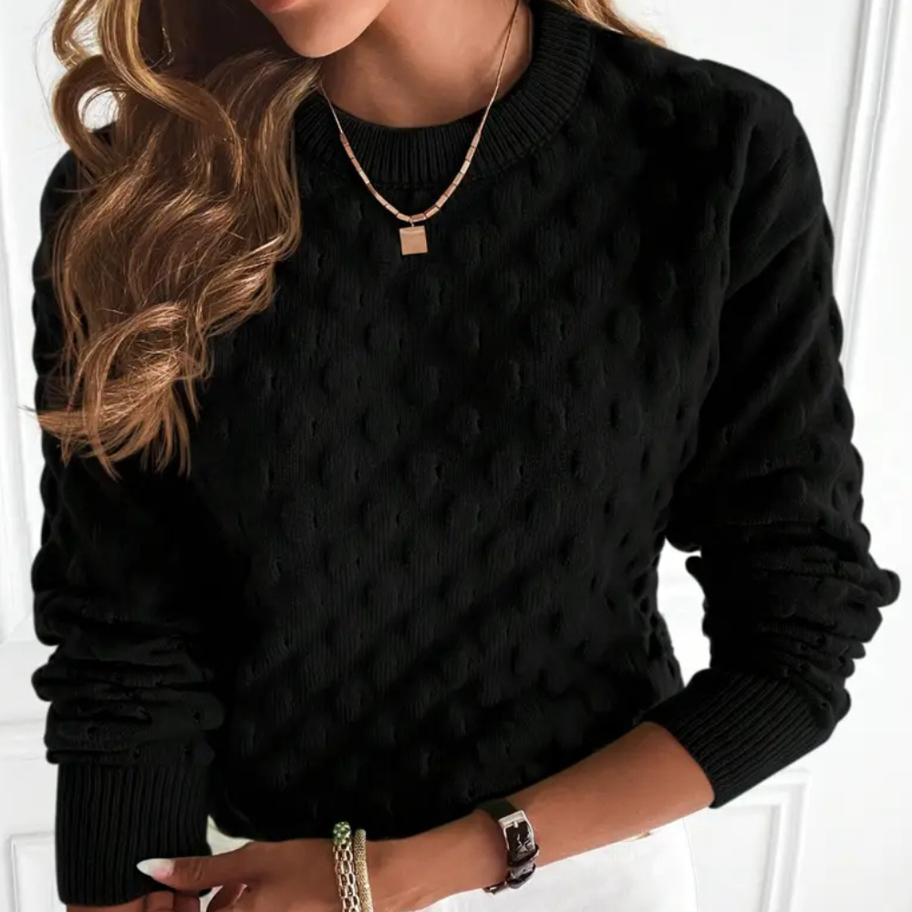 Women's Elegant Cashmere Cable Knit Jumper with Ribbed Knit Trims